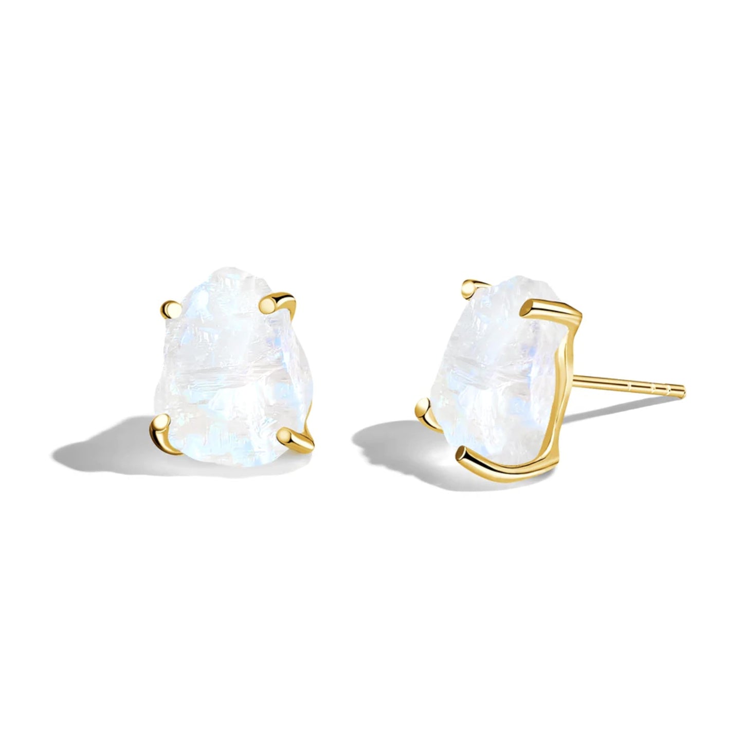 Moonlit Veil Raw Moonstone Stud Earrings